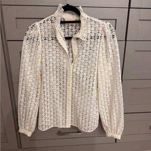 Sezane Cathy lace écru blouse, size 34 (XS)